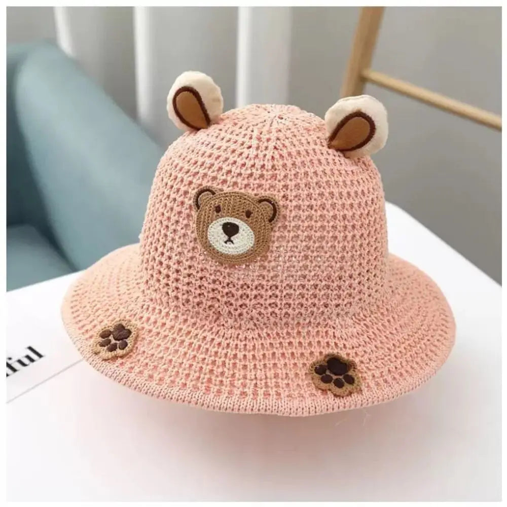 Summer Baby Sun Hat Bucket Cap For Girls Boys Outdoor Straw Cartoon Anti UV Kids Beach Caps