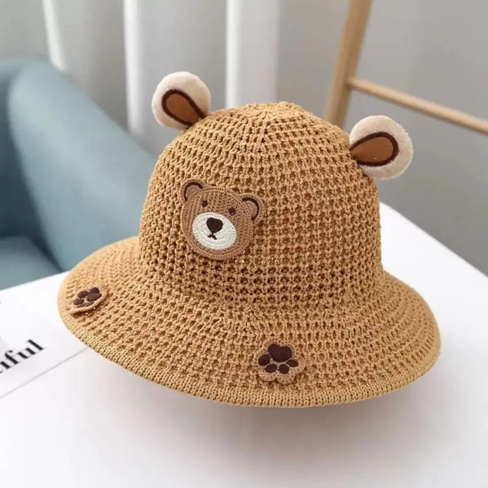 Summer Baby Sun Hat Bucket Cap For Girls Boys Outdoor Straw Cartoon Anti UV Kids Beach Caps