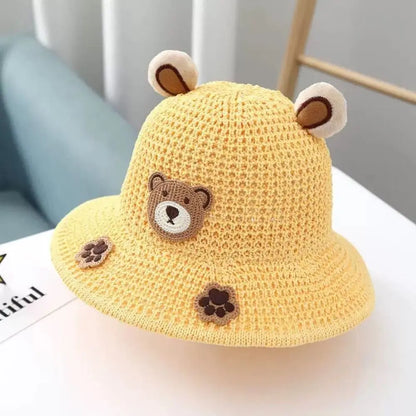 Summer Baby Sun Hat Bucket Cap For Girls Boys Outdoor Straw Cartoon Anti UV Kids Beach Caps
