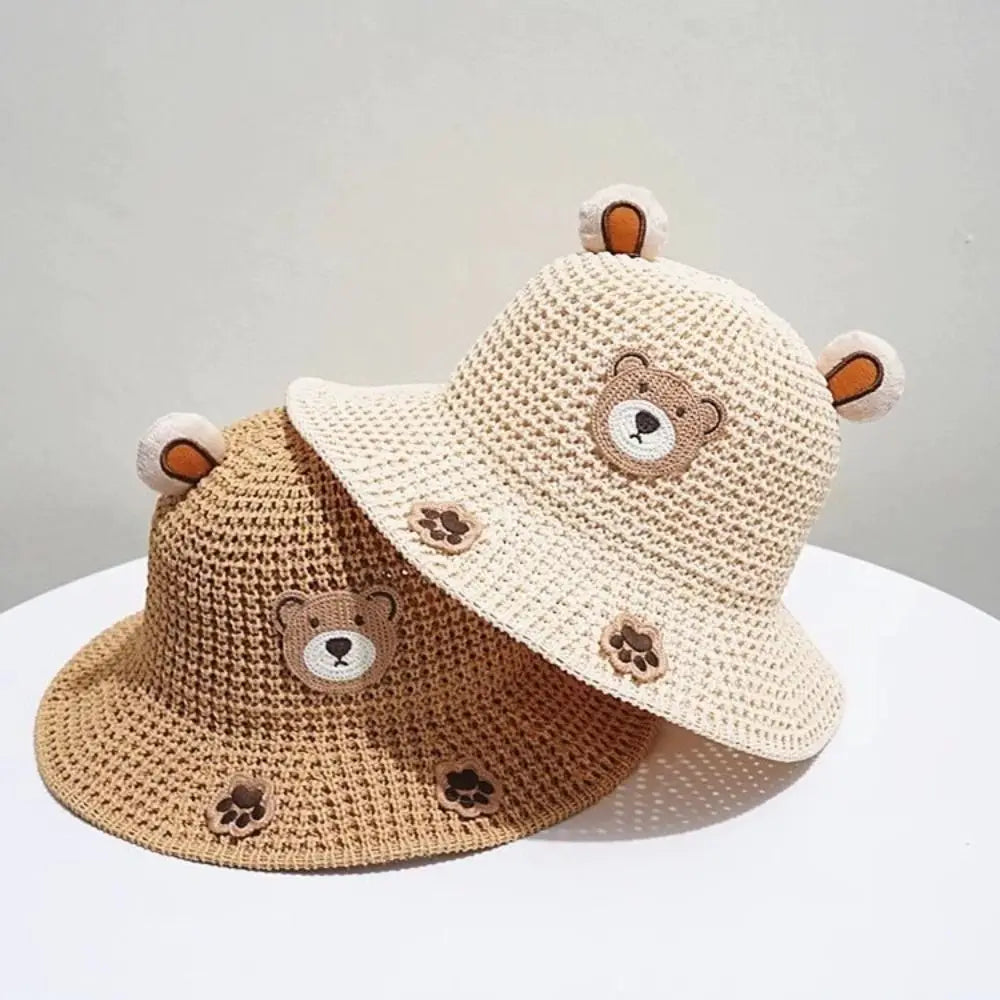 Summer Baby Sun Hat Bucket Cap For Girls Boys Outdoor Straw Cartoon Anti UV Kids Beach Caps