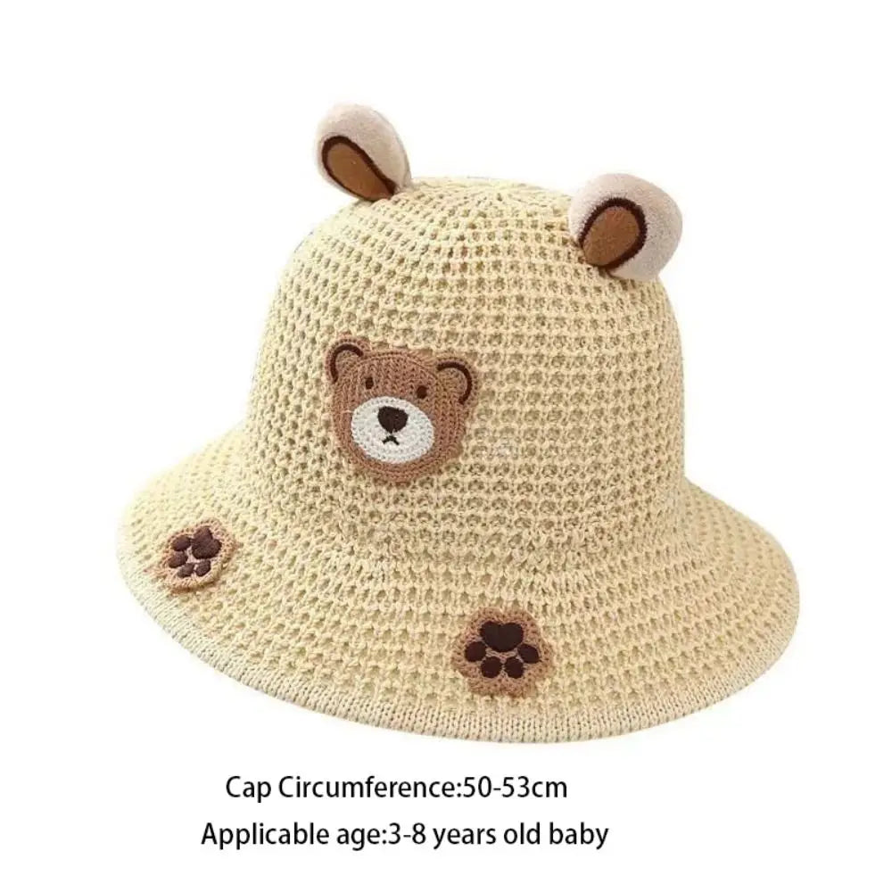 Summer Baby Sun Hat Bucket Cap For Girls Boys Outdoor Straw Cartoon Anti UV Kids Beach Caps