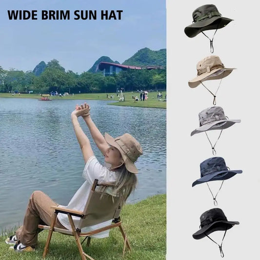 New Sun Hats for Men Outdoor Fishing Cap Wide Brim Anti-UV Protection Women Bucket Hat Summer Hiking Fisherman Caps