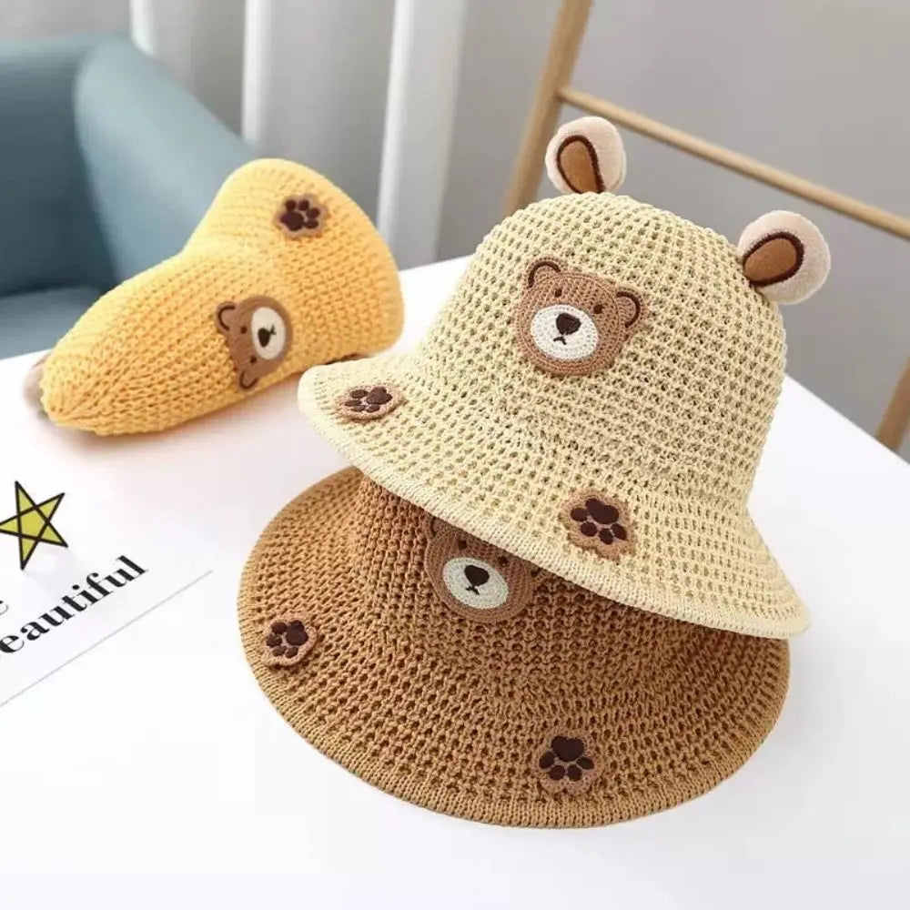 Summer Baby Sun Hat Bucket Cap For Girls Boys Outdoor Straw Cartoon Anti UV Kids Beach Caps