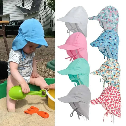 Baby Sun Hat for Boys Girls, Toddler Adjustable Summer UPF 50+ Sun Protection Beach Flap Hat with Wide Brim Baby Cap