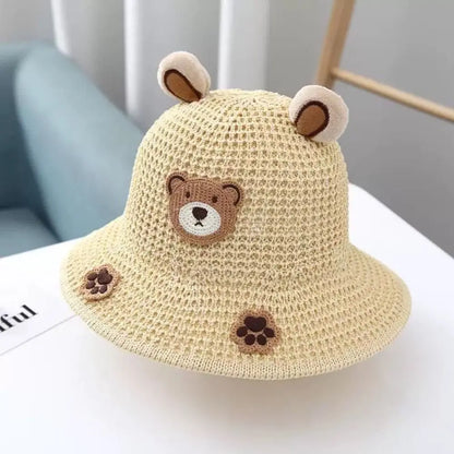 Summer Baby Sun Hat Bucket Cap For Girls Boys Outdoor Straw Cartoon Anti UV Kids Beach Caps