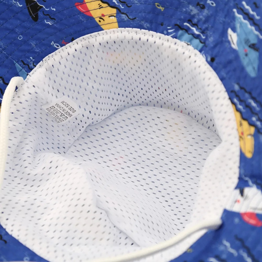 Baby Sun Hat Boy Girl Cotton Beach Summer Outdoor UV Protection Bucket Hat Kids Cartoon Printed Cap Fisherman Cap Sun Cap